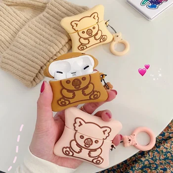 

Cute Koala Soft Silicone Case Earphones For Apple Airpods Pro Bluetooth Wireless Earphone Protective Box With Finger Ring Strap