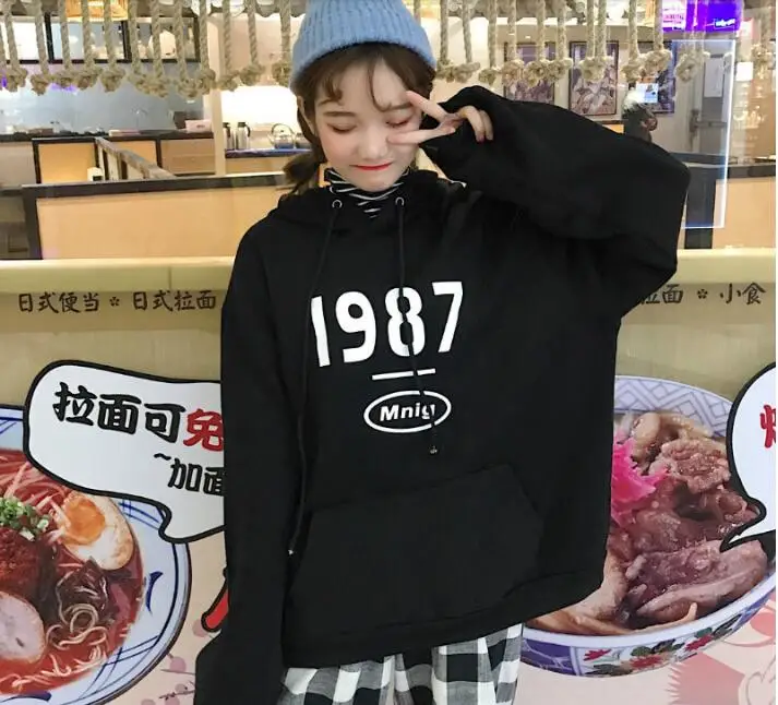 Sudaderas mujer осенние модные толстовки с капюшоном для женщин Корейский Ulzzang Harajuku флисовая свободная толстовка с капюшоном