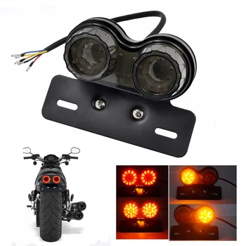 

Motorcycle LED Taillight Custom Motorbike Rear Stop Brake Lamp License Plate Light Turn Signal Indicators for Kawasaki Triumph