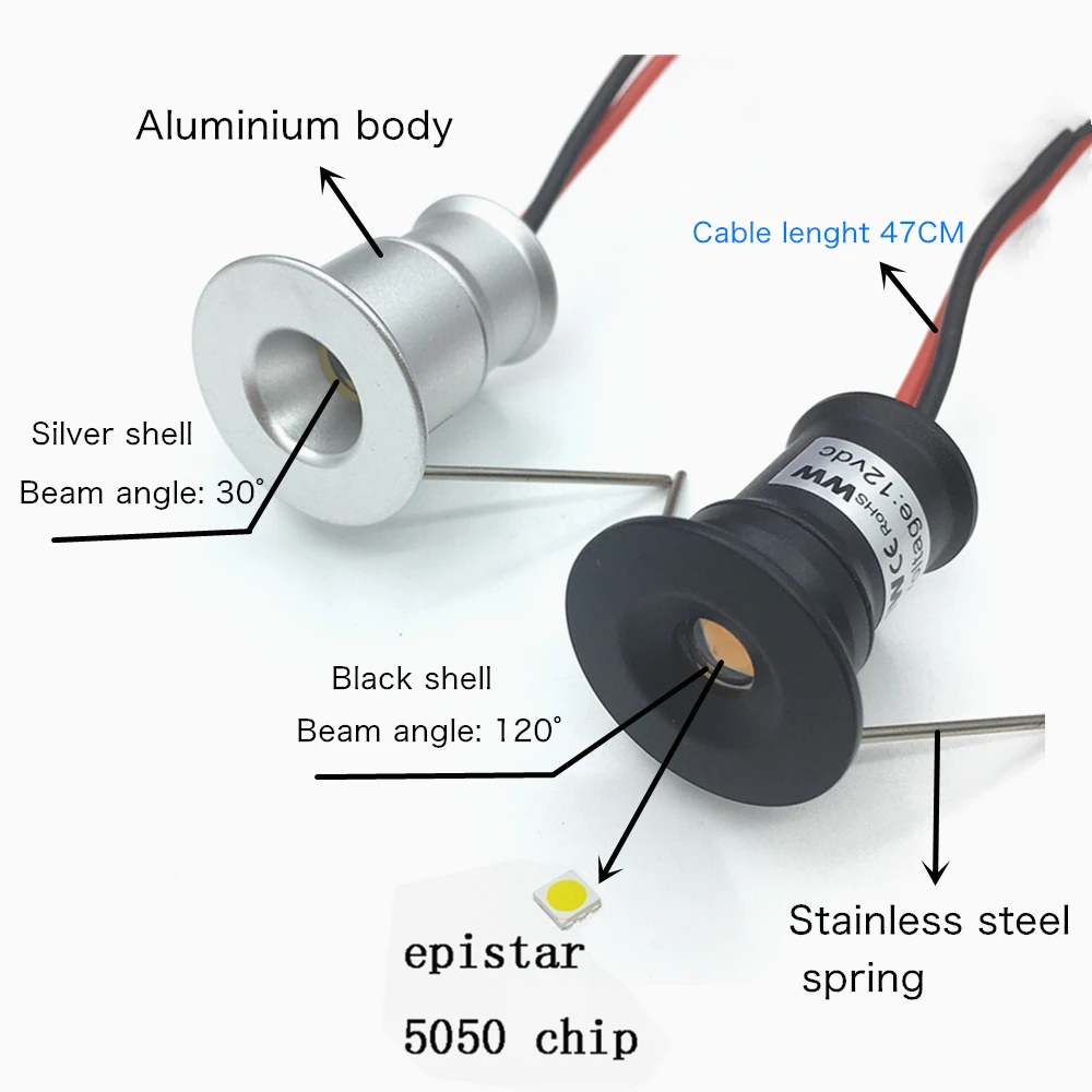 1W IP65 Mini Led-strahler 12V Dimmbare Umgebungs Downlight Focos