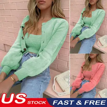 

Fashion Women's Sling Button Coat Sweater Pullover Cardigan Shirt Jacket Top