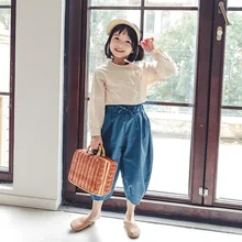 Г. Шаровары для девочек; весенняя одежда; новые стильные детские брюки; повседневные брюки из чистого хлопка; детская одежда в Корейском стиле