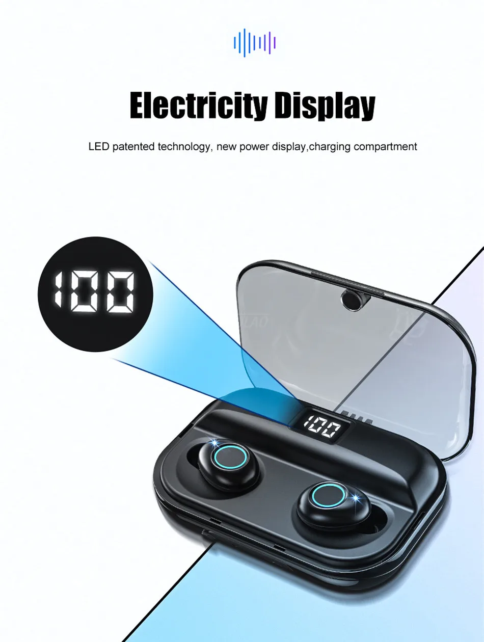 Bluetooth беспроводная гарнитура TWS Bluetooth V5.0 гарнитура высокого качества 8D стерео портативные спортивные наушники с 2500 мАч Мобильная мощность