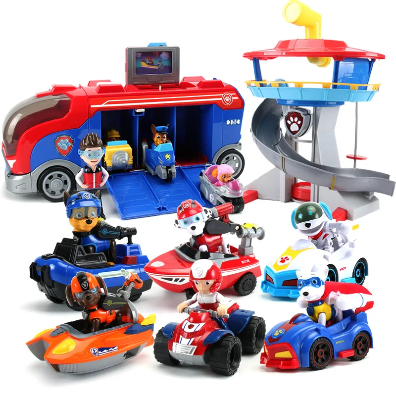 

Paw Patrol Bus Lookout Tower with Music Action Figures patrulla canina paw patrol Toys set for Children Christmas Gifts 7D08