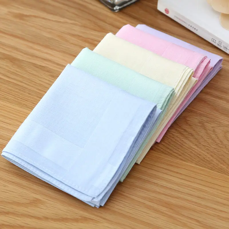 

40*40cm Solid Pure Color Handkerchief Cotton Women Plain Pocket Squares Hankies Gift For Girl Neck Hair Scarf Towel 1PC