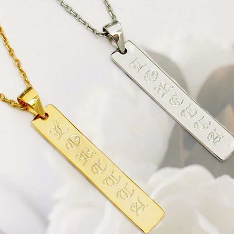 2019 ожерелье с именем на заказ Золотая табличка английском языке серебряная