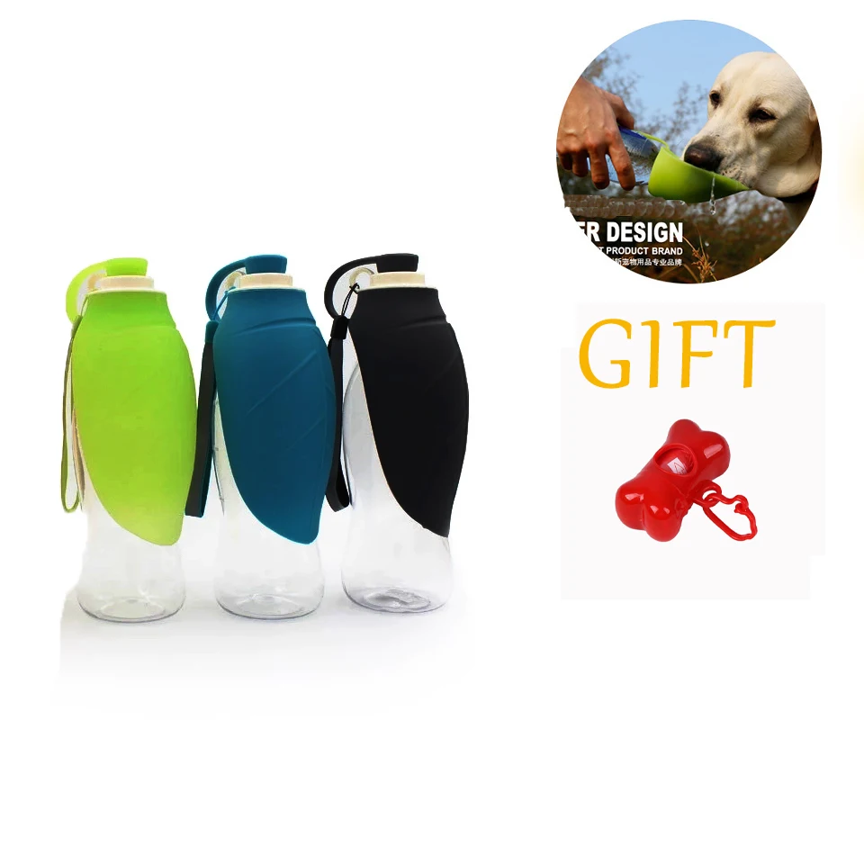 Botella de agua portátil para perros y mascotas, recipiente de En forma de hoja, suministros de salida para viajes al aire libre, aparato para beber, hervidor de agua