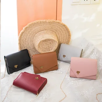 

2020 New Women's Bag Solid Color Shoulder Small Square Bag Casual Messenger Female Bag Metal Chain