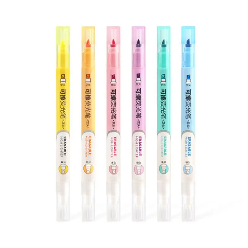 

6pcs Double Head Erasable Highlighter Pen Marker Pastel Liquid Chalk Fluorescent Pencil Drawing Stationery 634B