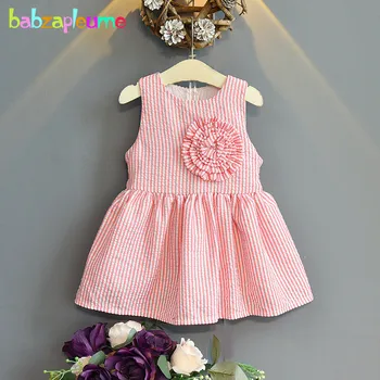 

2-6Years Summer Kids Clothes Korean Fashion Stripe Flower Cotton Sleeveless Pink Princess Dress For Baby Girls Dresses BC1877-1