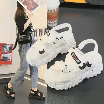 

Sandals female summer wear 2020 new wild velcro sponge cake thick bottom sandals fashion casual beach shoes Z807