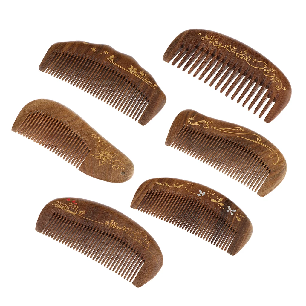 Exquisite Mini Compact Natural Green Sandalwood Comb ,Handmade Anti-Static Fine Tooth Pocket Hair Comb without Handle