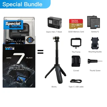 

Original GoPro Hero 7 Black Special Bundle Action Camera Go Pro Hero7 Sport Cam 4K 60fps 1080P 240fps 12MP Photo Live Streaming