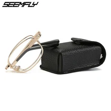 SEEMFLY прогрессивные очки для чтения Для женщин Для мужчин квадратные металлические складные пресбиопические очки при дальнозоркости, очки с Чехол