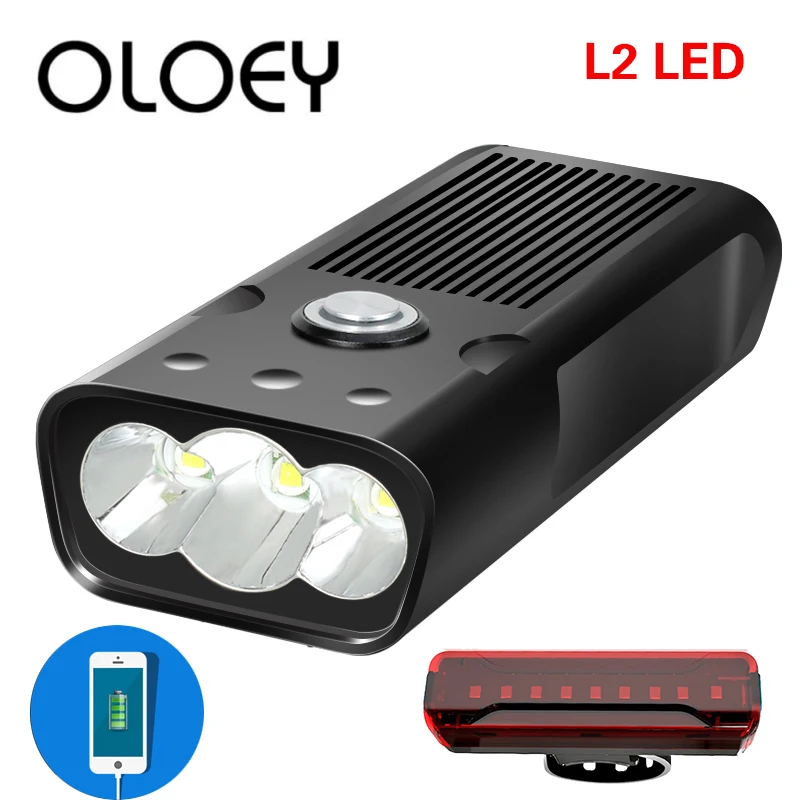 

OLOEY Bike Bicycle light L2 LED 5200mAh Bike Light Headlight USB Front Lamp Waterproof Taillight Flashlight Cycling Head Light