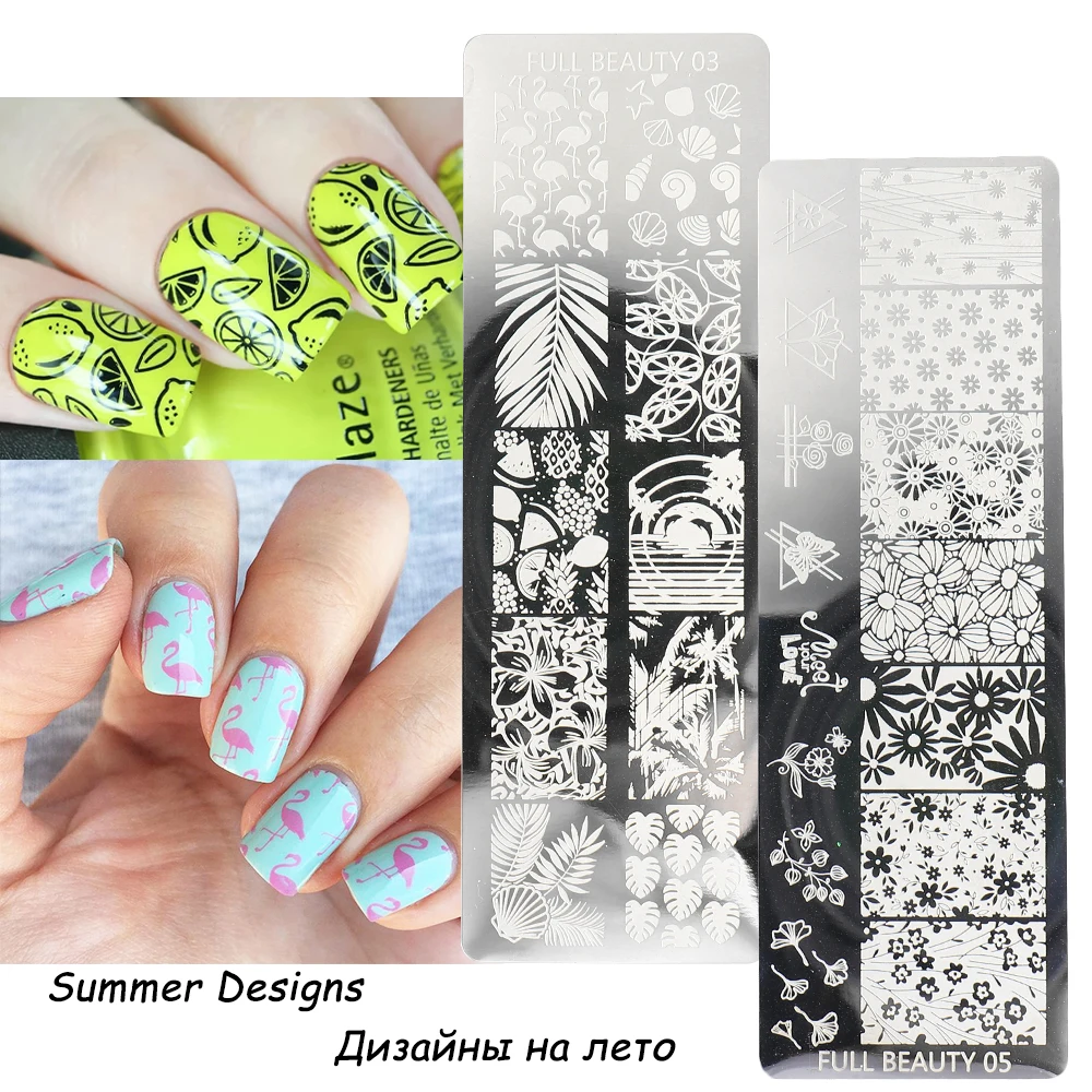Stamping Plates Kit Hearts Nail Art Templates Dots Butterflies Stencils Stamping Paint Neon Nail Gel Varnishes Design CHFB01-06 6