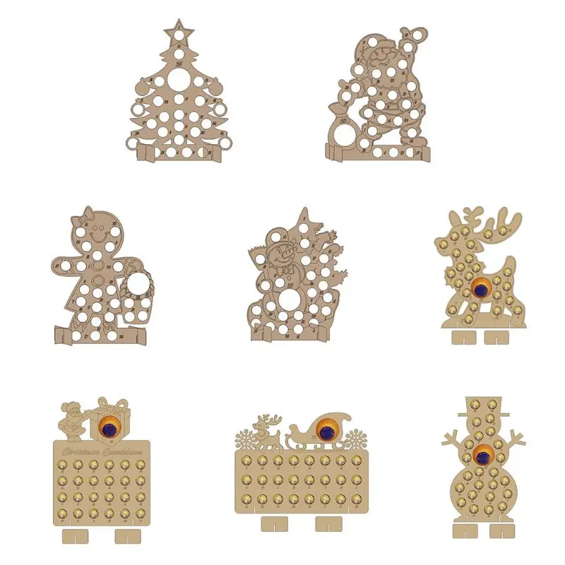 

Handmade Wooden Christmas Advent Calendar Hollow Out Countdown Christmas Tree Elk Chocolate Stand Holder Home Decor X4YD