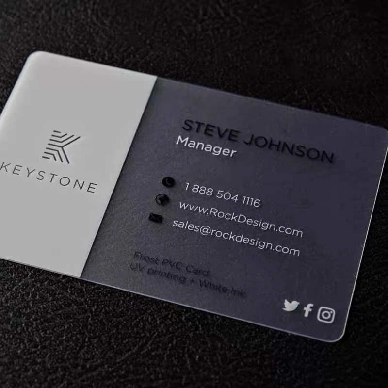 Custom-Transparent-Plastic-Business-Card-Printing-Name-logo-clear-Card-Visiting-Card-White-ink-fine-sand