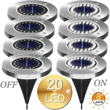 8PCS LED Solar Path Light 16LED /20 LED Solar Power Buried Lights Ground Lamp Outdoor Path Way Garden Decking Underground Lamps