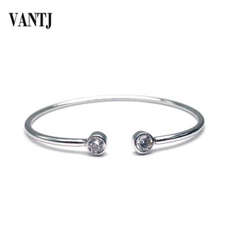 

VANTJ 14K Gold Mossanite Bangle Sterling Real 585 Elegant Fine Jewelry For Women Lady Wedding Engagement Party Gift with Box