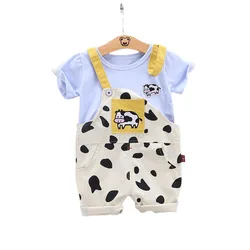 T shirt et short en coton pour enfants, vêtements de dessin animé pour bébés garçons et filles, survêtement décontracté, 2 pièces/ensembles 