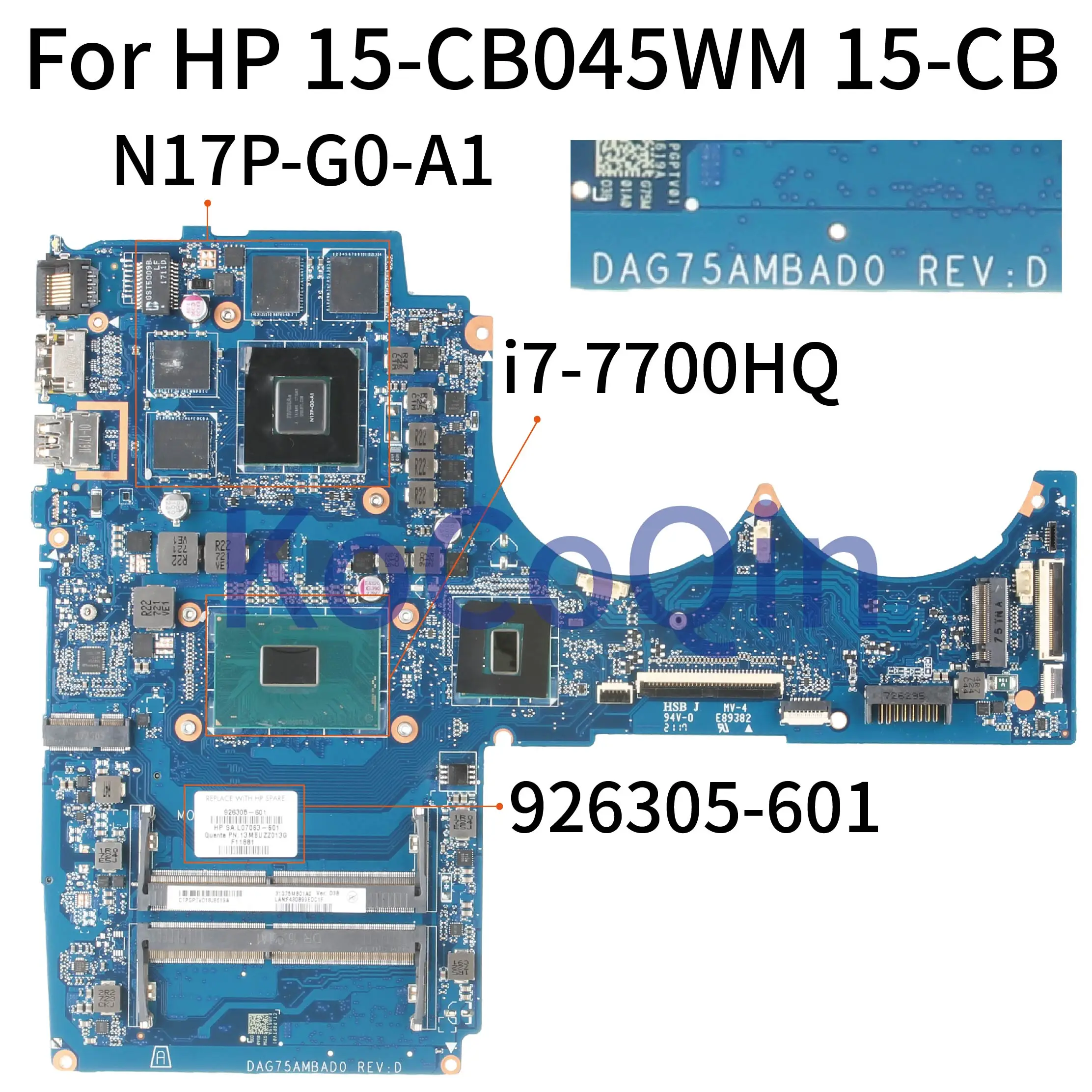 KoCoQin материнская плата для ноутбука HP 15-CB045WM 15-сертификатом от сертификационной