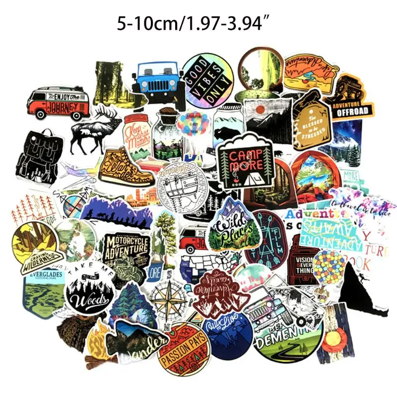 

65pcs Outdoor Adventure Stickers for Refrigerator Car Styling Bike Motorcycle E65B