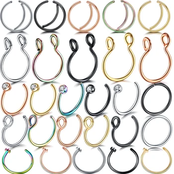 

1Pc Stainless Steel Fake Nose Ring Septum Piercing Clip On Nose Piercing Ear Cartiliage Tragus Fake Piercing Sexy Body Jewelry