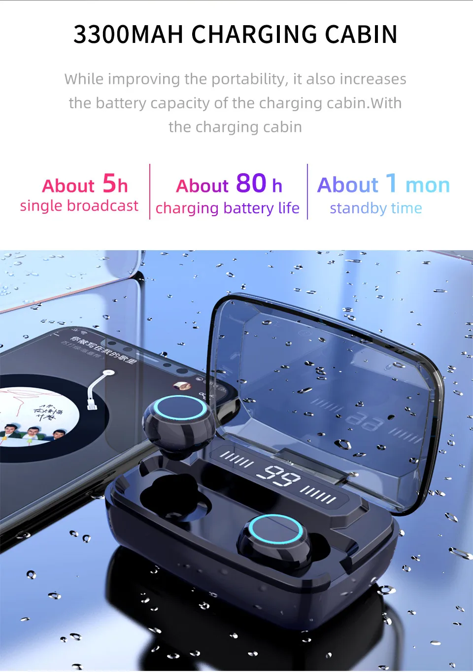 M11 Bluetooth наушники беспроводные наушники TWS 5,0 стерео наушники гарнитура шумоподавление с микрофоном зарядная коробка для мобильного телефона