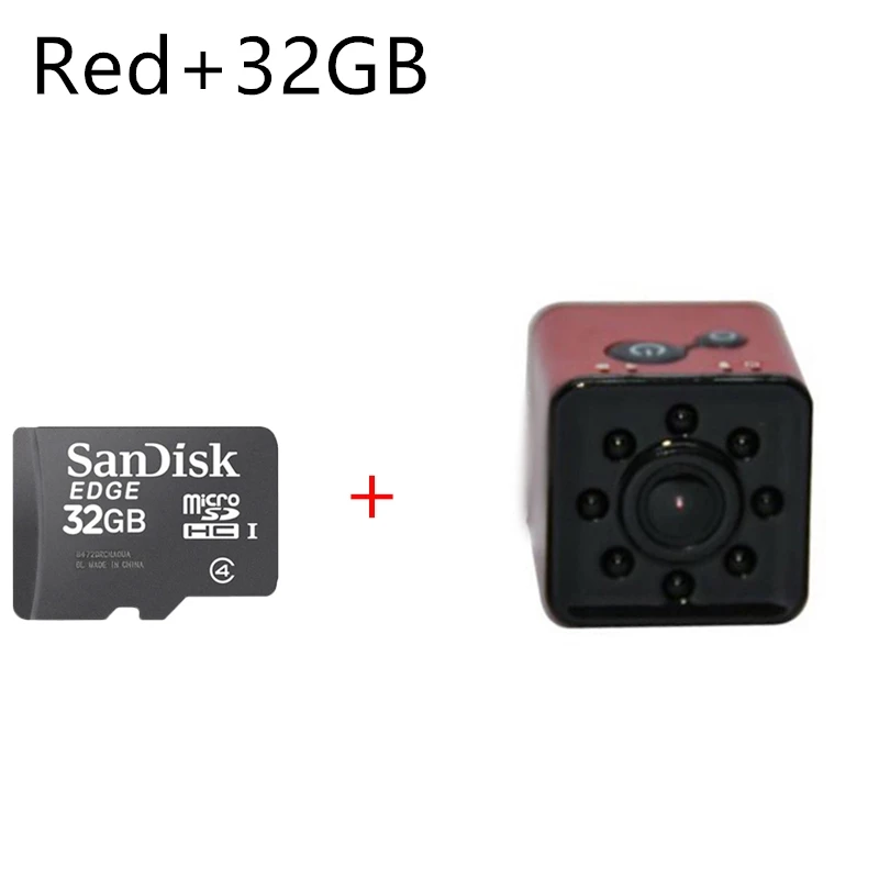 SQ13 HD 1080P Мини камера ночного видения водонепроницаемый корпус CMOS сенсор Широкий угол DVR Видео Спорт DV регистратор движения видеокамера wifi - Цвет: Red add 16GB