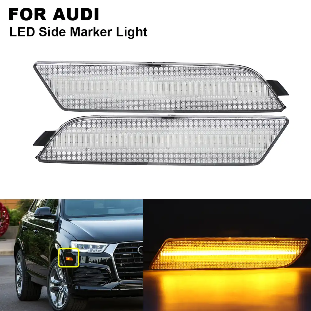 2 個クリアアンバーフロントバンパー Led サイドマーカーライトアウディ Q3 15 16 17 18 19 車 アクセサリー 信号ランプ Aliexpress