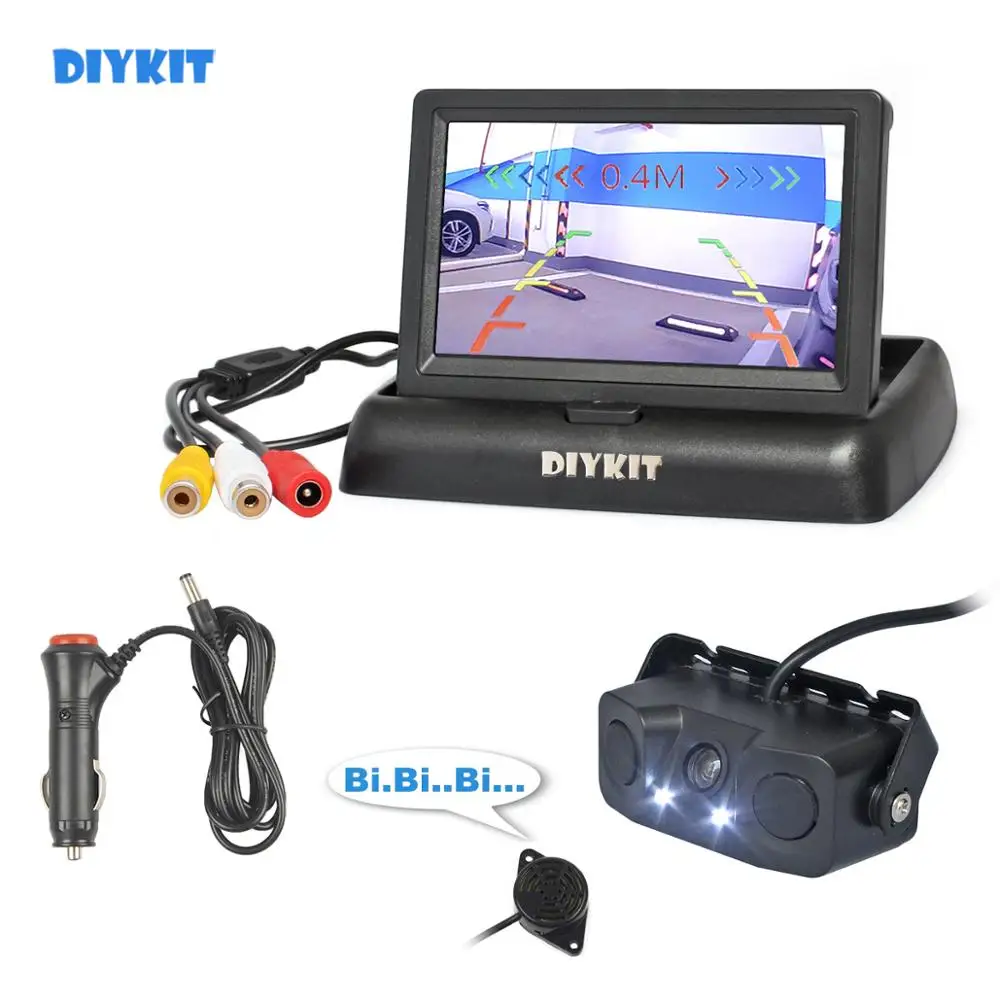 Камера заднего вида DIYKIT 4 3 дюйма автомобильный монитор парковочный радар датчик 2