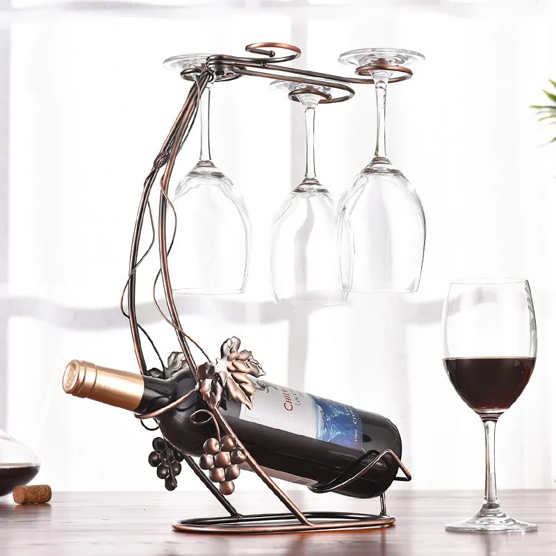 

Retro Creative Metal Wine And Wine Glass Holder Storage Rack Hang Drinking Glasses Goblet Holder For Bar Home Kitchen Decoration