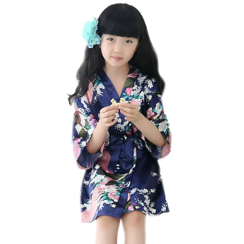 Хлопковое ночное белье для девочек, детское кимоно с цветочным принтом и животными, ночная рубашка для девочек, детский банный халат, пижама, одежда для сна, ночное платье, Прямая поставка - Цвет: DL