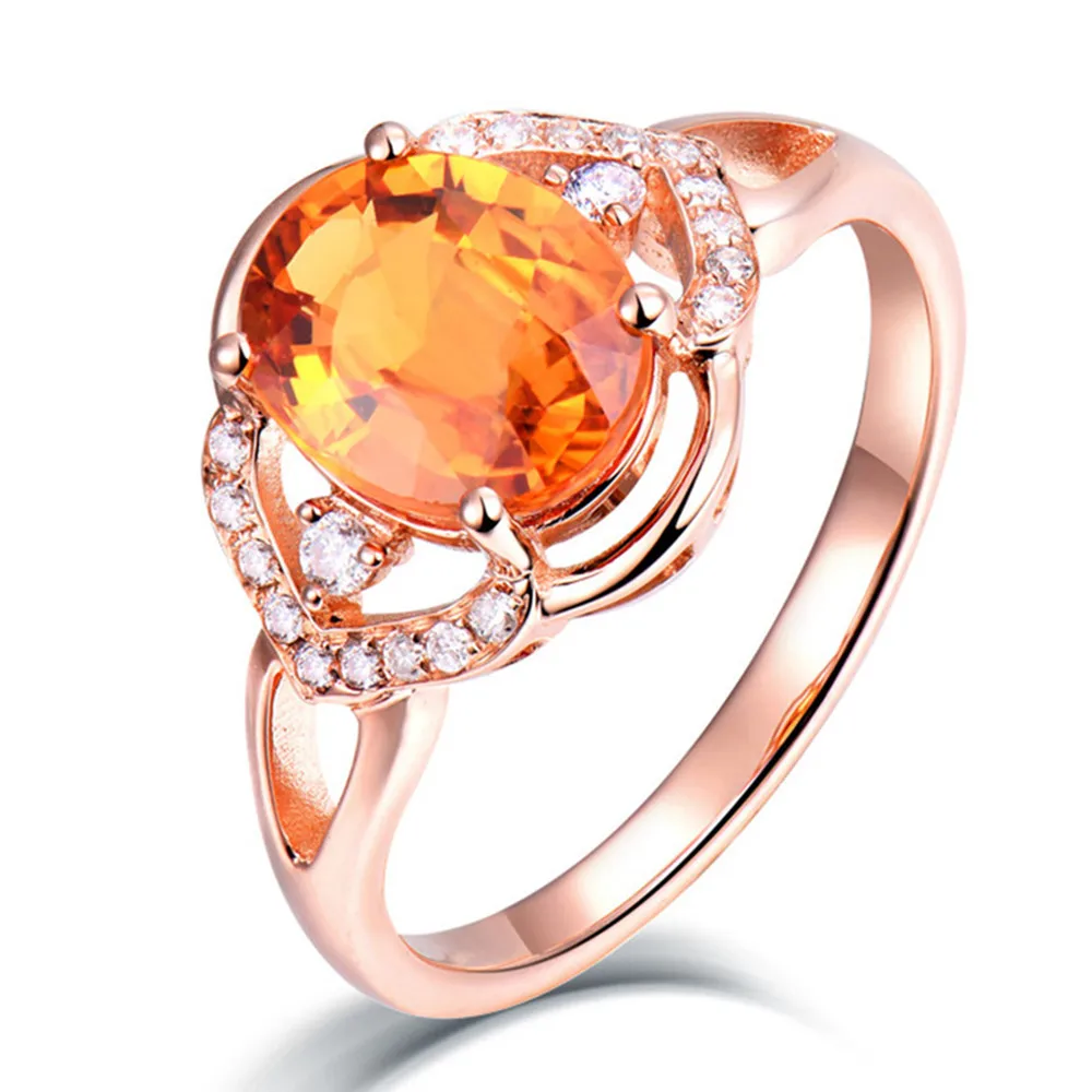 Citrine gemstones AAA zircon diamonds Rings for women rose gold color luxury bijoux jewelry anillos mujer gift femme | Украшения и