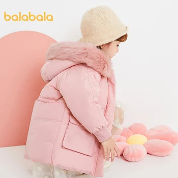 

Balabala children's down jacket 2020 winter new girls hooded down jacket children's baby jacket warm cotton jacket