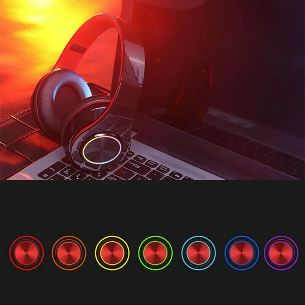 B39 Colorful LED Headphone Portable Folding Built in FM Earphones Wireless Bluetooth V5 0 Headset With MIC Support TF Headset