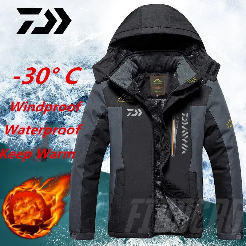 

DAIWA Fishing Clothing Winter Autumn Winter Waterproof Warm Fishing Jackets Men Fleece Thick Outdoor Sport Fishing Coats M-8XL