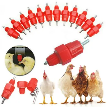 

10pcs red Chicken Automatic Drinker Poultry Female Duck Feeder Spiral Water Dispenser Chicken Drinker Chicken Breeding Equipment