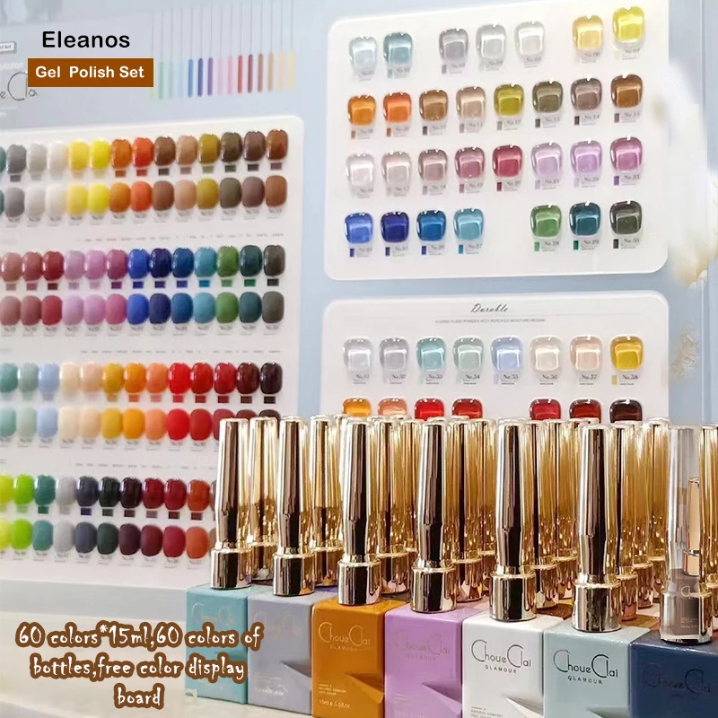 Eleanos New 60 Colors Gel Polish Set Color Gel Polish 60 Different Bottles For Nail Art Design Whole Set Nail Gel Learner Kit