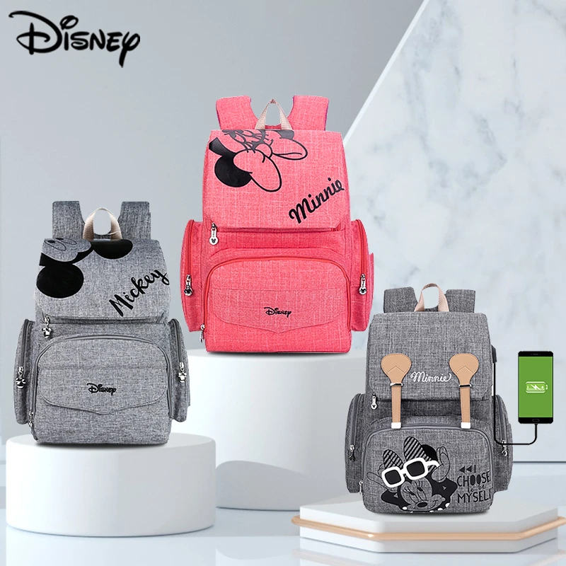 Disney Nappy Bag Large Capacity Baby Changing Bag Waterproof Usb Mommy Backpack For Stroller Multi Function Mickey Mouse Bag Diaper Bags Aliexpress