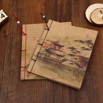 

1PCS Chinese Style Notebook Tassel Memo Pad Note book handmade Vintage Kraft Paper Diary Book Office School Supplies Gift