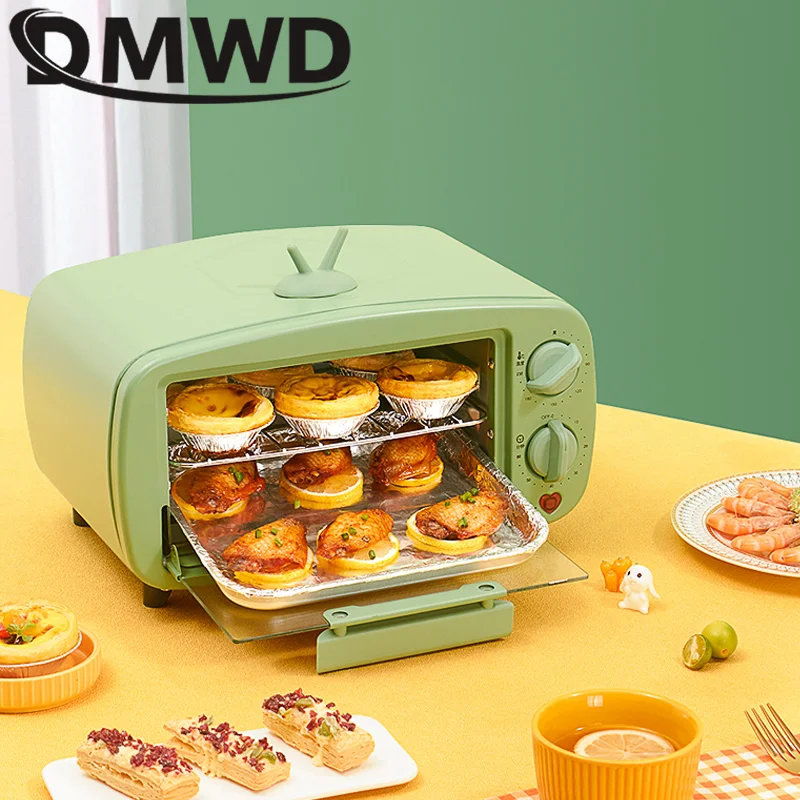 12L Mini Household Electric Oven Multifunctional Pizza Cake Baking Oven  With 60 Minutes Timer Stainless Steel Toaster 2 Layers