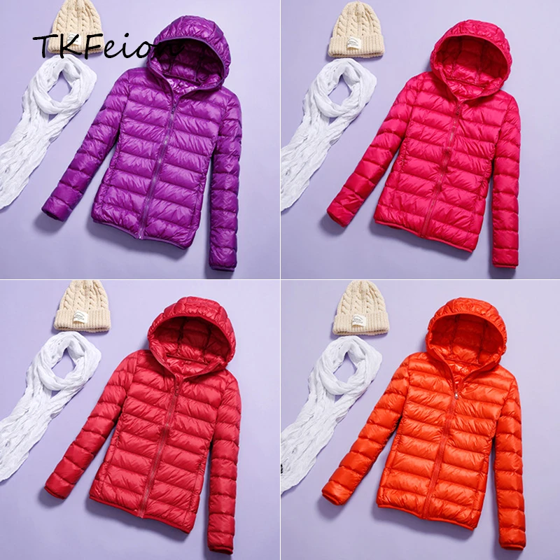 

Women Hooded Jacket Lightweight Thin Style 2019 Spring Autumn Winter Female Slim Coat Warm Duck Down Plus Size S-7XL Direct Deal
