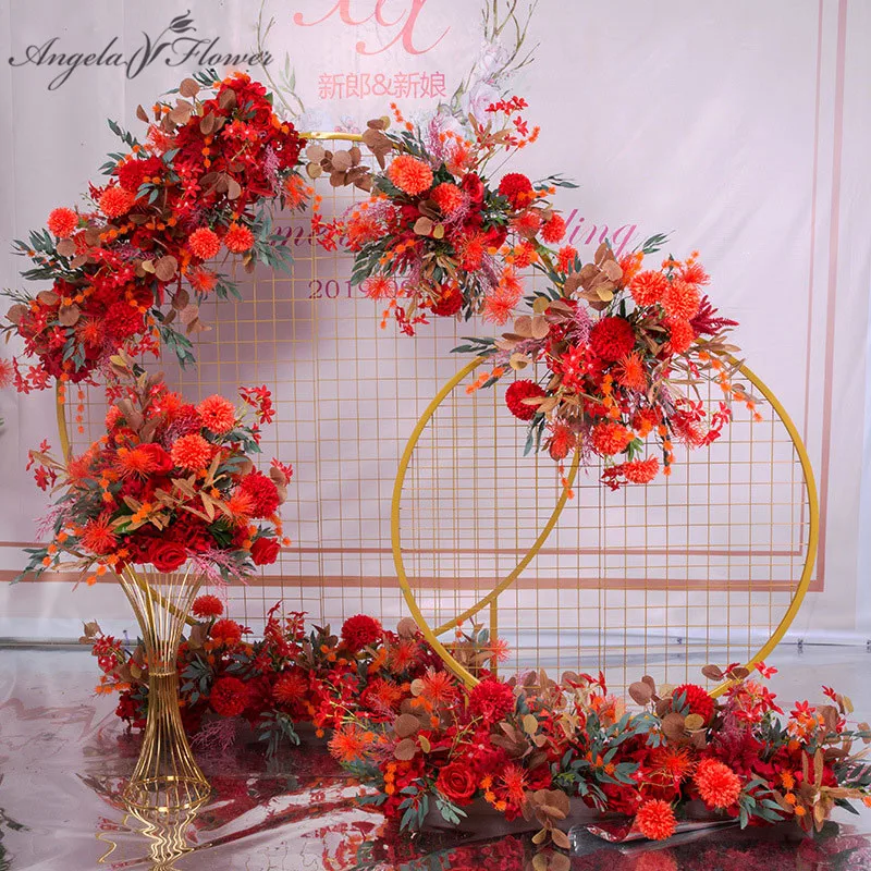 Искусственный цветок шар центральный с ряд цветов композиция бегун Декор Свадебный Арка настенный стол цветок помпон розы пионы