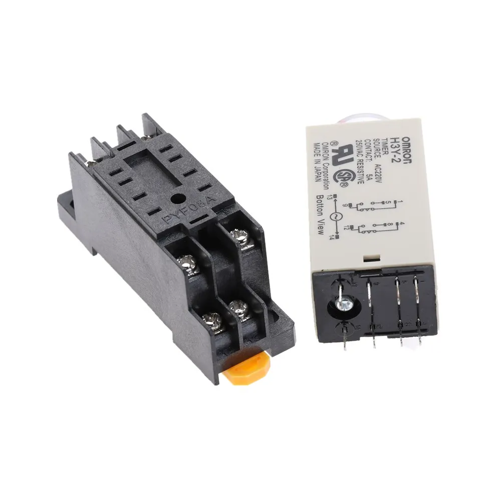 1 шт. H3Y-2 таймер задержки Реле времени 0-60 минут AC220V 110 V/DC12V 24V с базой 5A