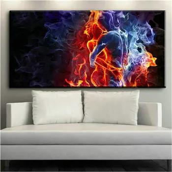 

Embroidery 5d diamond painting fire couple full square / round mosaic canvas art decoration painting diamond crafts