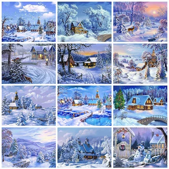 

Evershine 5D Diamond Painting Winter Landscape Diamond Embroidery Snow Full Square Mosaic Cross Stitch Kit Home Decoration