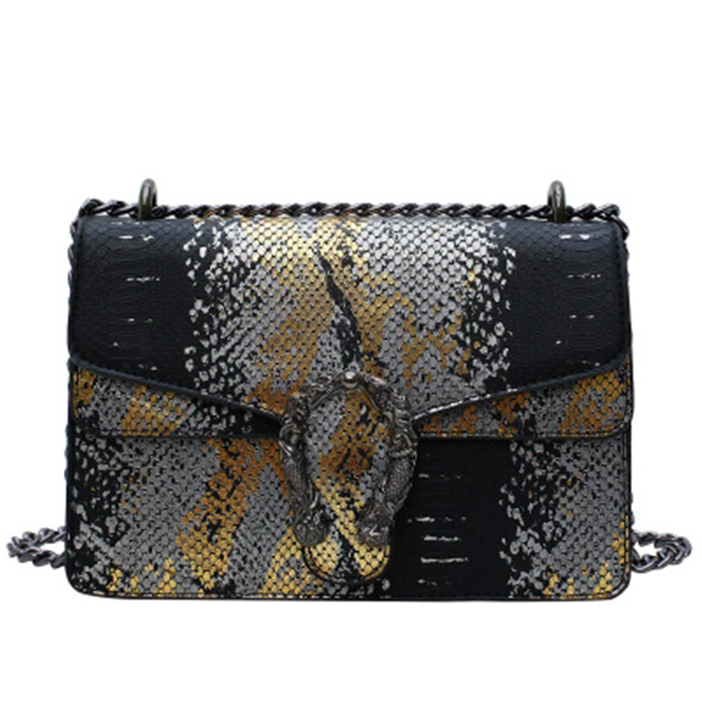 

Iouo Authentic Guarantee Designer Bags 2020 Women's Snake Print Small Square Fashion Snakeskin One-Shoulder Women's Bag