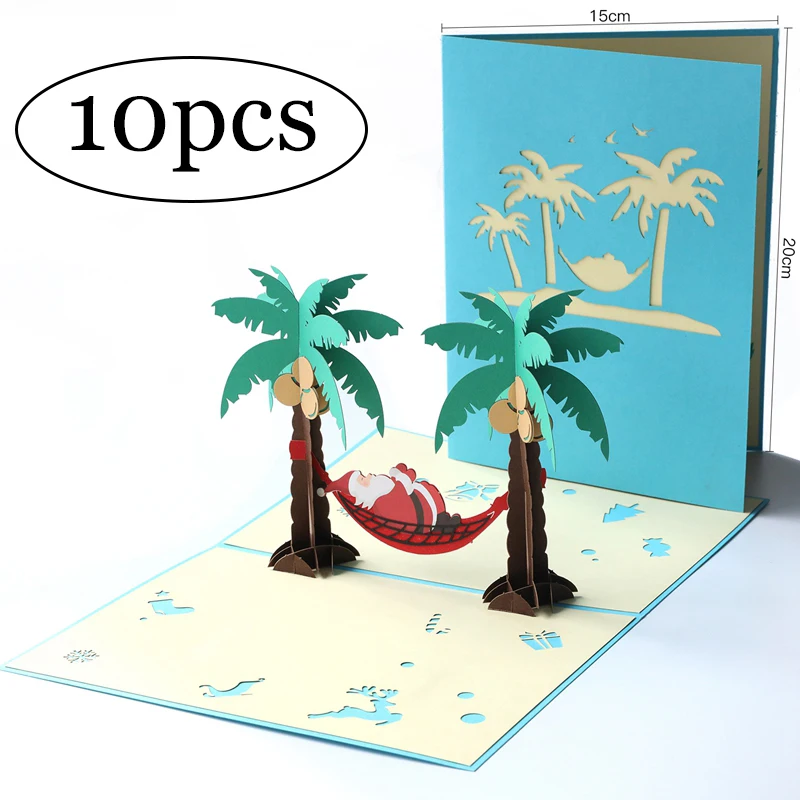 3D Pop Up счастливые рождественские подарки карты 10 шт с конвертом для вечерние приглашения на все случаи